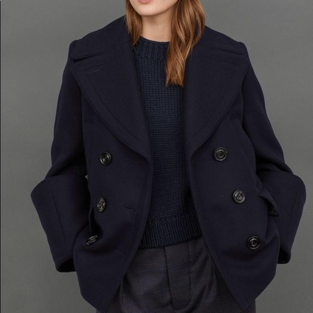 H&M Navy Blue Wool Peacoat